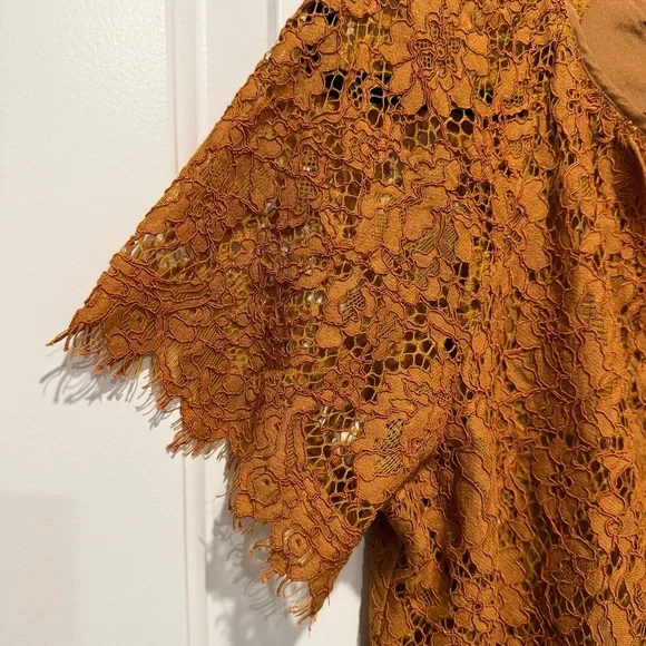 J Crew Copper Brown Lace Blouse - Picture 6 of 10